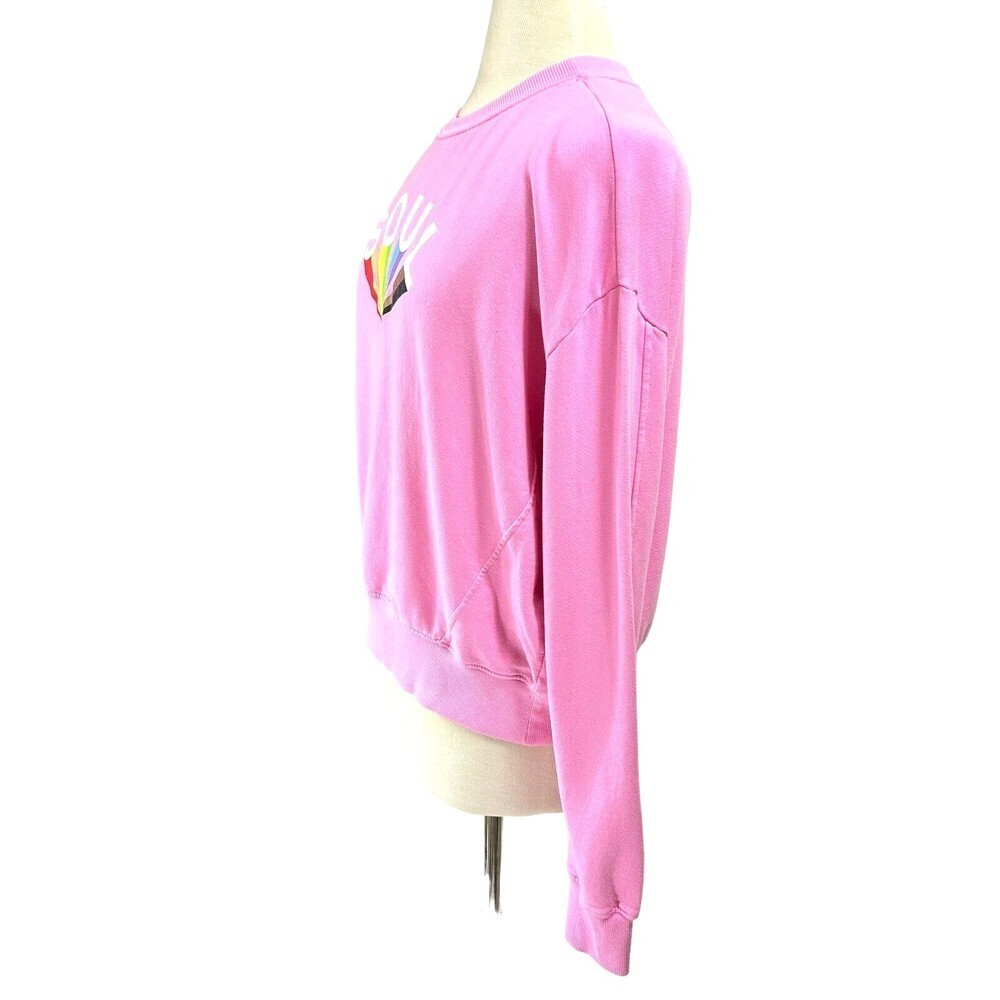 Soulcycle Pullover Top Women Medium Pink Graphic Mattie Crop Sweatshirt Cotton - Picture 3 of 11